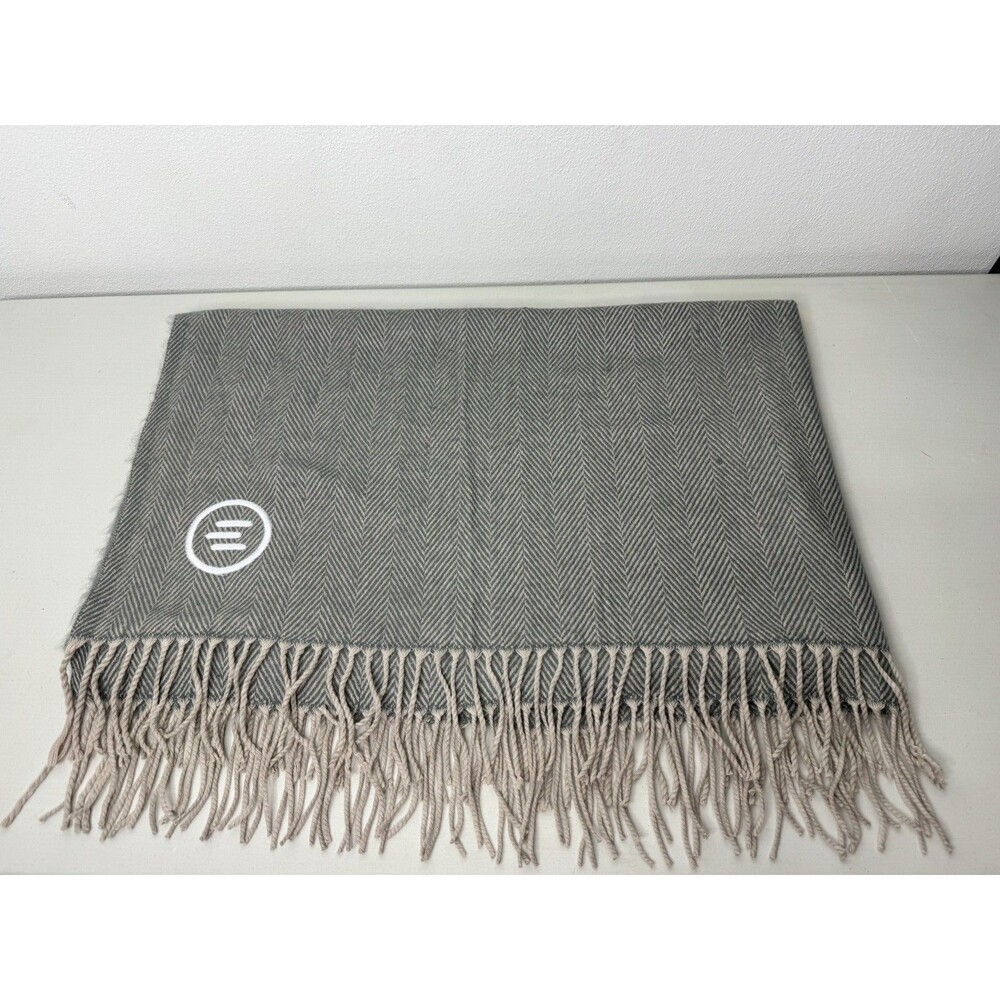 Kanata Blanket Co. Acrylic Blanket 61x50 Gray Knit Tassles With Logo - Clean!
